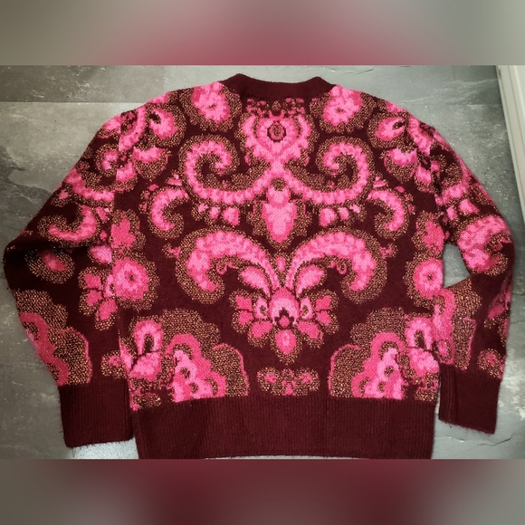 NAF NAF Paris Women's Pink, Burgundy. Metallic Touch. Knit Sweater. Size M. - Picture 4 of 10